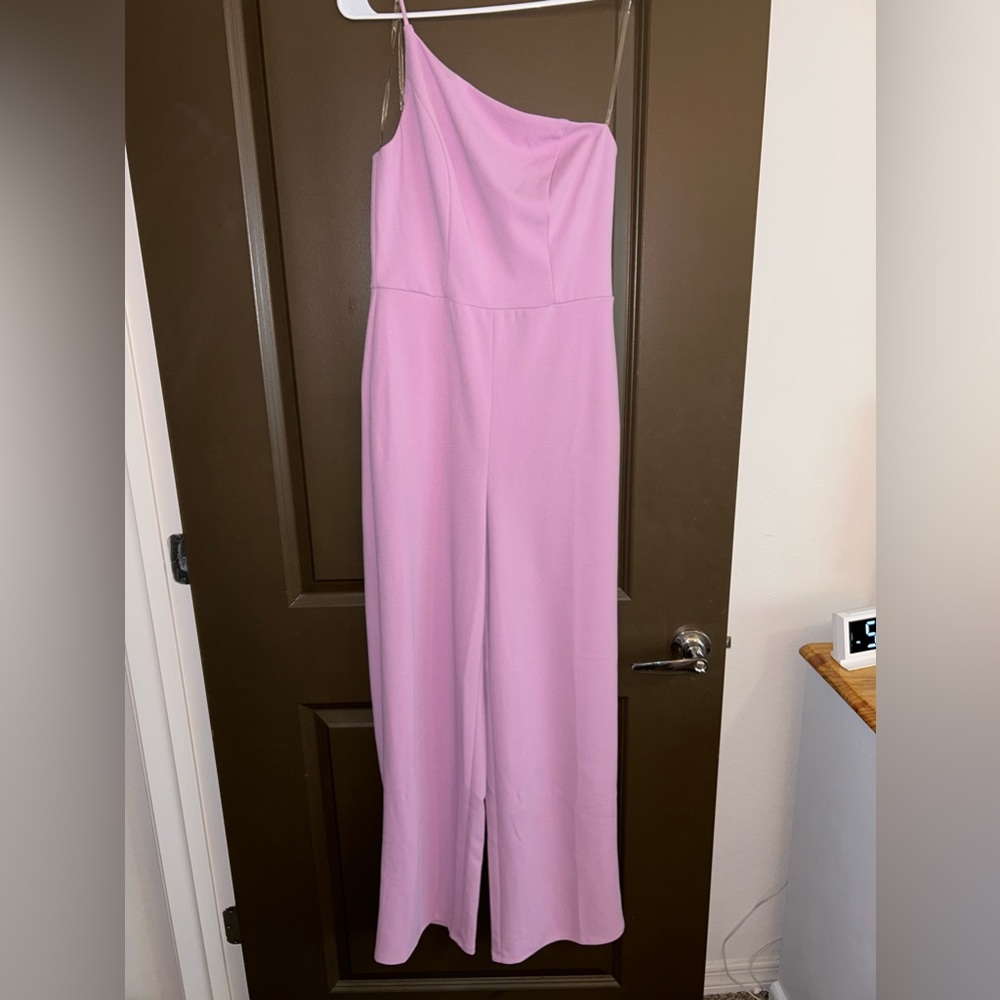 Purple jumpsuit one shoulder